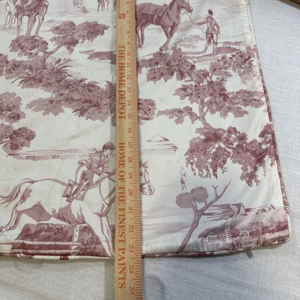 Toile De Jouy Pillow Cover Equestrian Pillow Sham Horse Country Decor 23 x 23 in